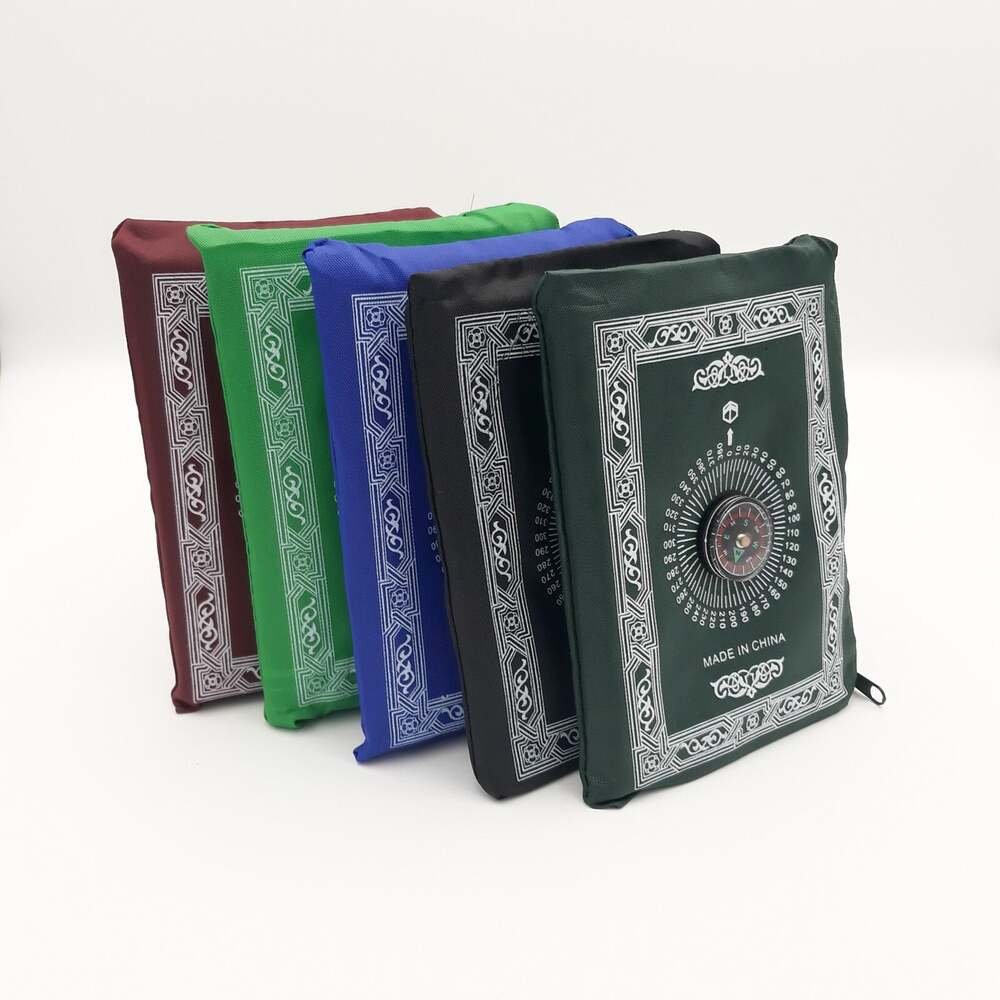 Portable Travel Polyester Muslim Prayer Mat with Compass - Blue